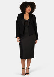 Her Satin Trim Crop Blazer