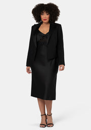 Her Satin Trim Crop Blazer