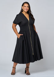 Octavia Zip Front Midi Dress