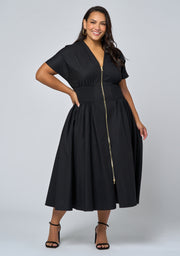 Octavia Zip Front Midi Dress