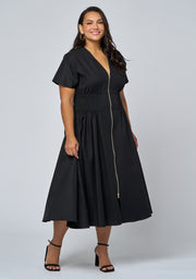 Octavia Zip Front Midi Dress