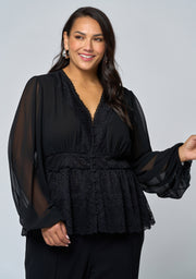 Hot In Here Lace Trim Blouse