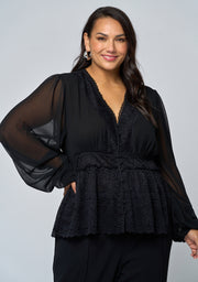 Hot In Here Lace Trim Blouse