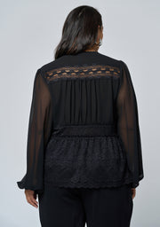 Hot In Here Lace Trim Blouse