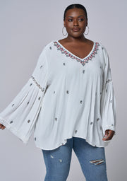 Sandstone Embroidered Blouse