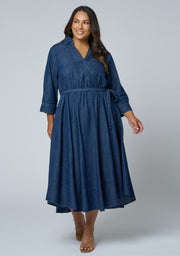Thalia Chambray Wrap Midi Dress
