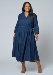 Thalia Chambray Wrap Midi Dress