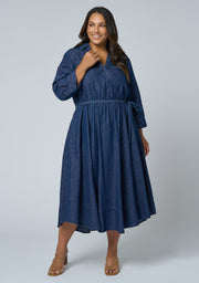 Thalia Chambray Wrap Midi Dress