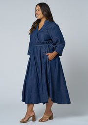 Thalia Chambray Wrap Midi Dress