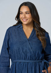 Thalia Chambray Wrap Midi Dress