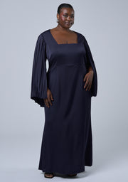 Sultry Satin Cape Dress