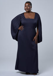 Sultry Satin Cape Dress