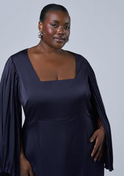 Sultry Satin Cape Dress