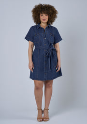 Tia Chambray Mini Shirt Dress
