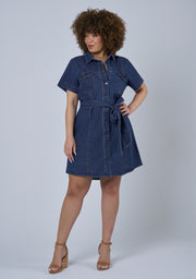 Tia Chambray Mini Shirt Dress