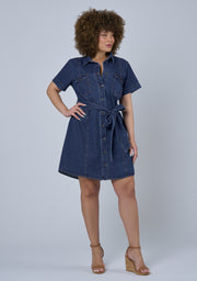 Tia Chambray Mini Shirt Dress