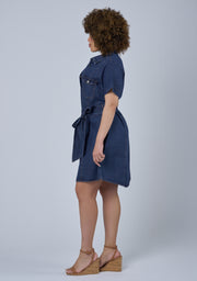 Tia Chambray Mini Shirt Dress