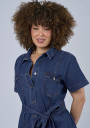 Tia Chambray Mini Shirt Dress