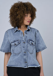 Melissa Cropped Denim Shacket