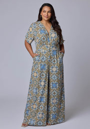 Zoe Linen Printed Jumpsuit