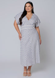 Allegra Linen Stripe Midi Dress