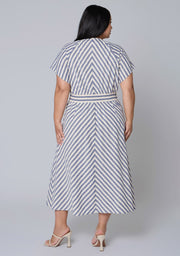 Allegra Linen Stripe Midi Dress