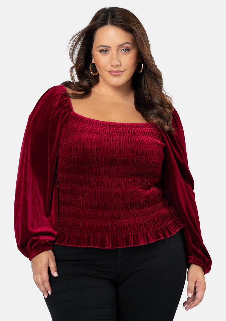 Plus size clearance red velvet top