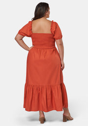 Mila Shirred Bodice Midi Dress