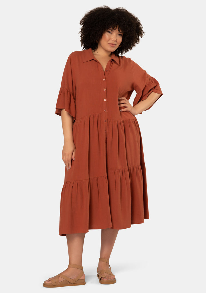 Buy Brooke Tiered Shirt Dress by INDIGO TONIC online - Curve Project