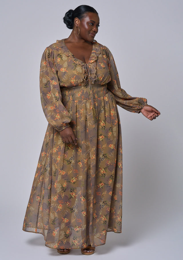 chinese dress ladies Evening Dress | Plus Size for Mother of the Bride Floor Length Round Neck