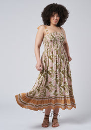 Isla Leaf Print Maxi Dress