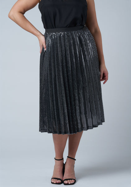 Silver pleated on sale skirt plus size