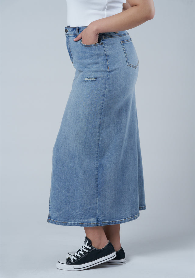 Buy Hype Denim Maxi Skirt by SUNDAY IN THE CITY online - Curve Project
