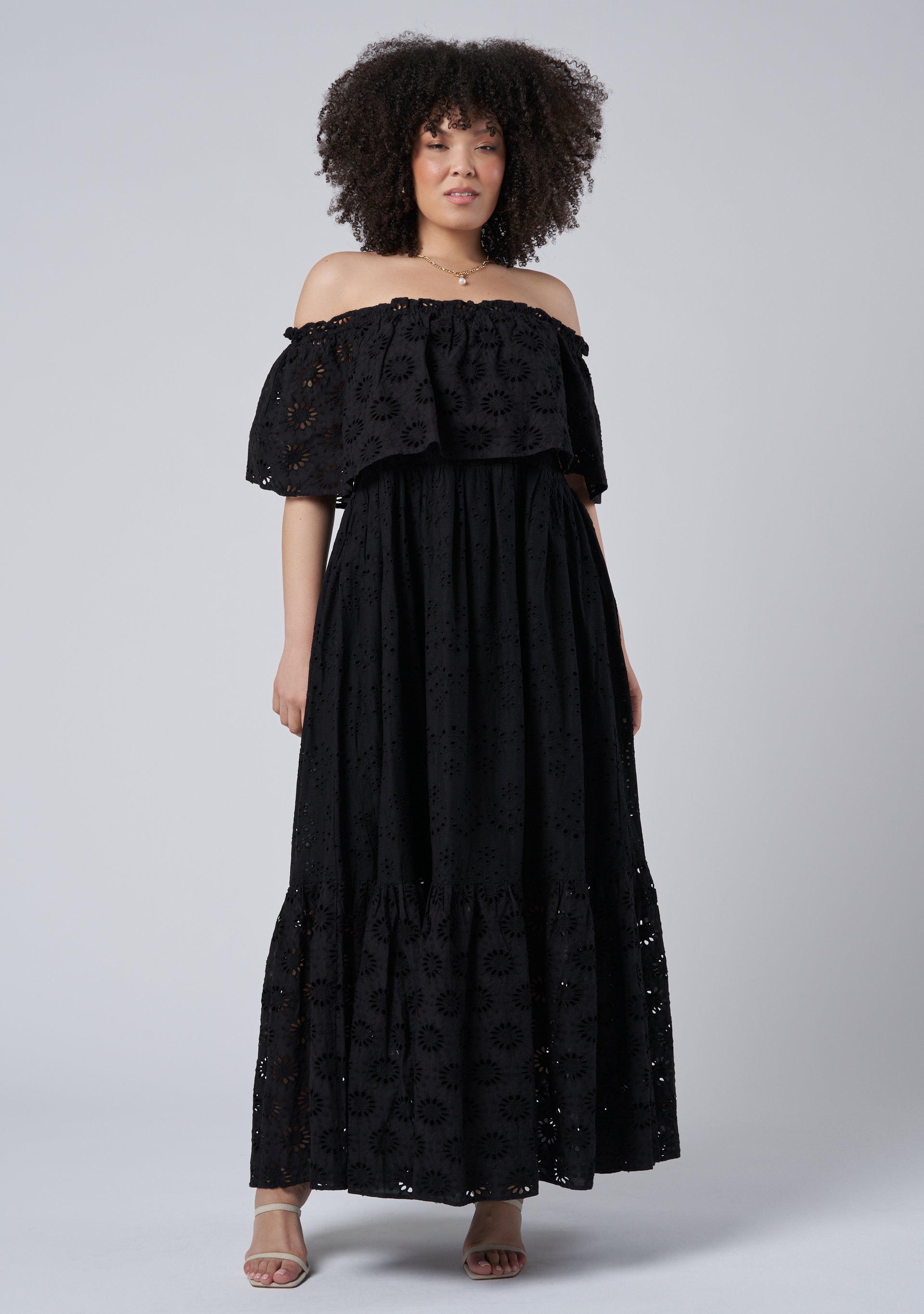 Buy Adeline Broderie Midi Dress by SOMETHING 4 OLIVIA online - Curve ...
