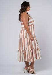 Ash Stripe Linen Midi Dress