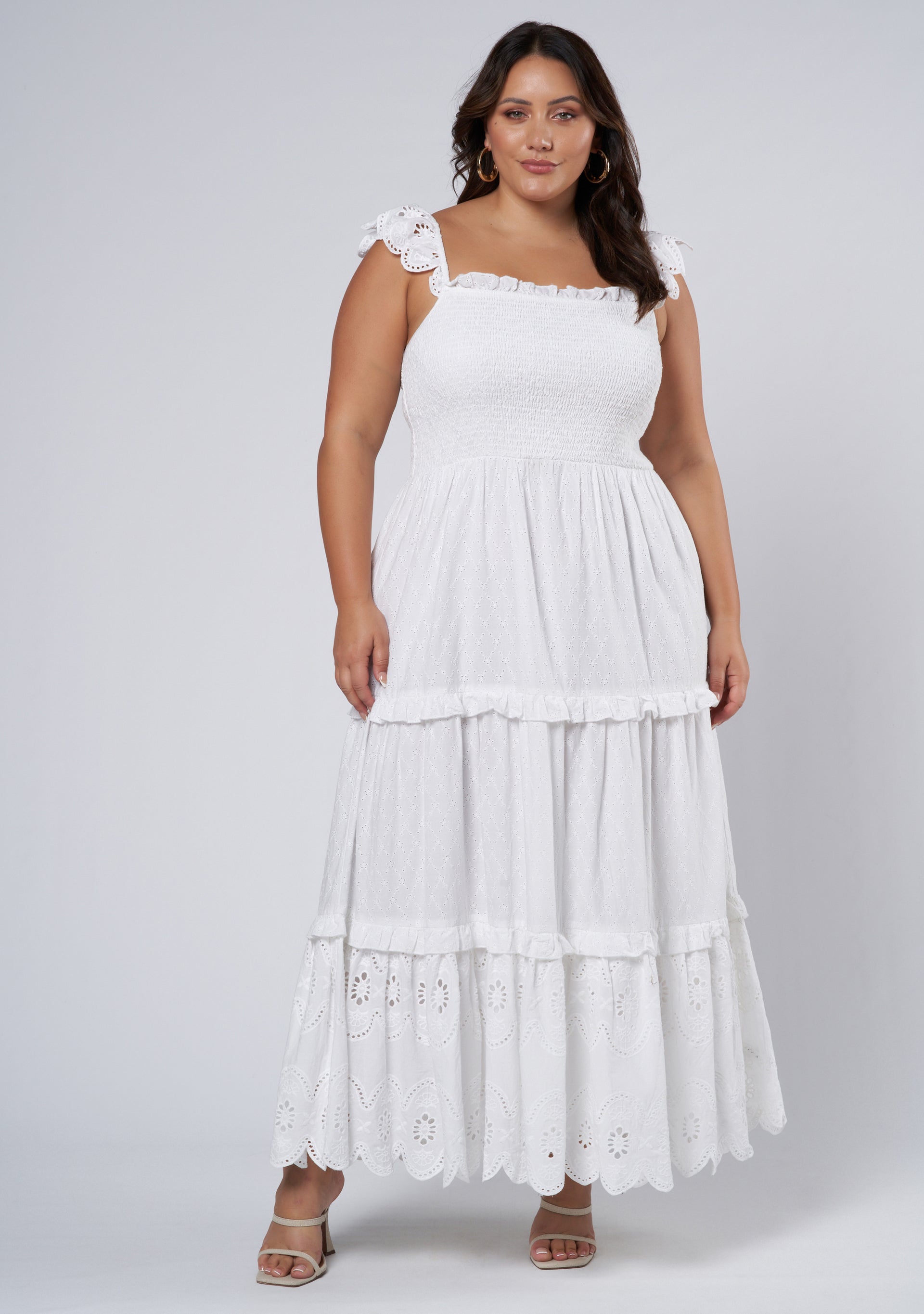 Buy Adeline Broderie Midi Dress by SOMETHING 4 OLIVIA online - Curve ...