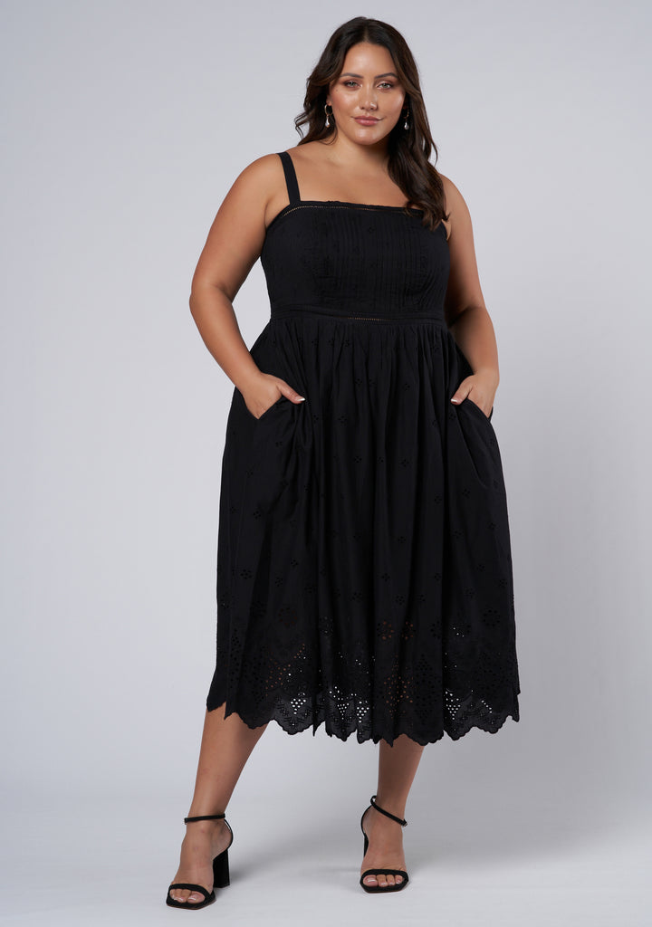 Buy Brenna Broderie Midi Dress by SOMETHING 4 OLIVIA online - Curve Project