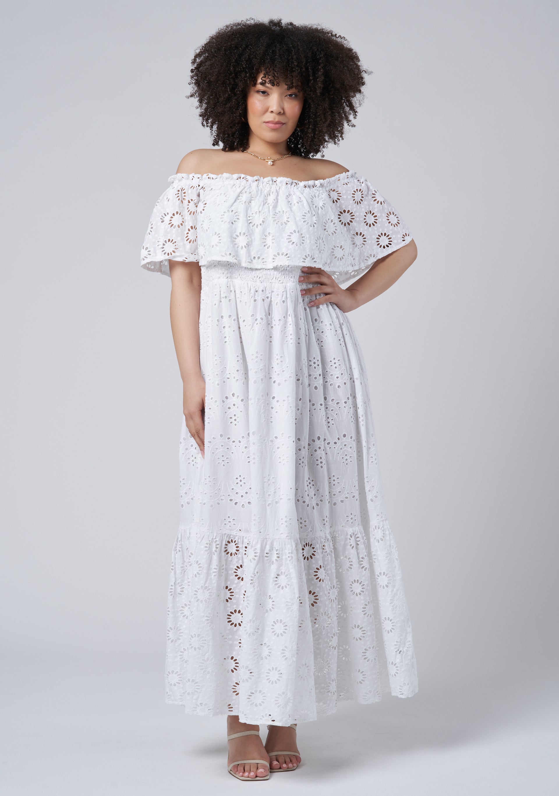 Buy Adeline Broderie Midi Dress by SOMETHING 4 OLIVIA online - Curve ...