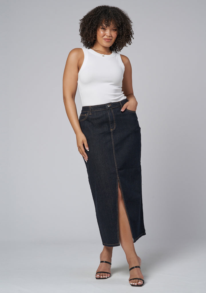 Buy Hype Denim Maxi Skirt by SUNDAY IN THE CITY online - Curve Project