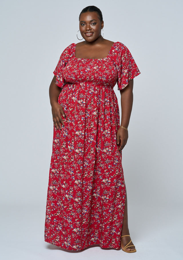 Ivy Shirred Print Maxi Dress