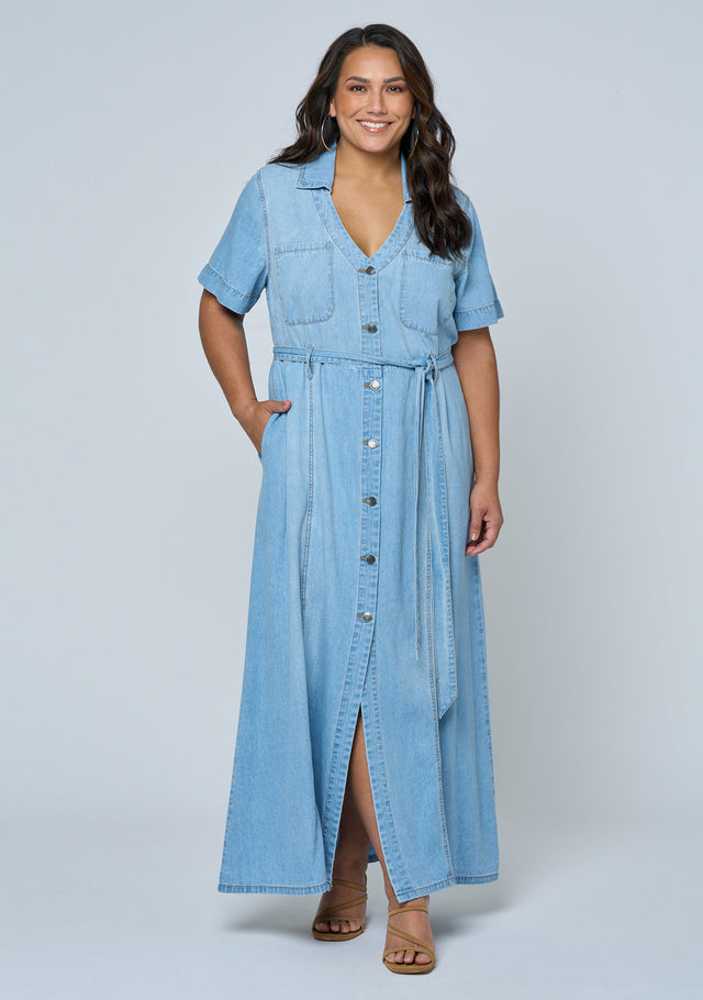 Naomi Chambray Maxi Dress