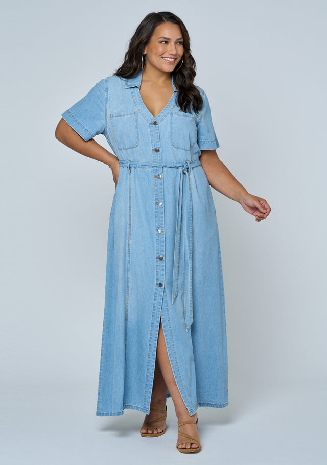 Naomi Chambray Maxi Dress