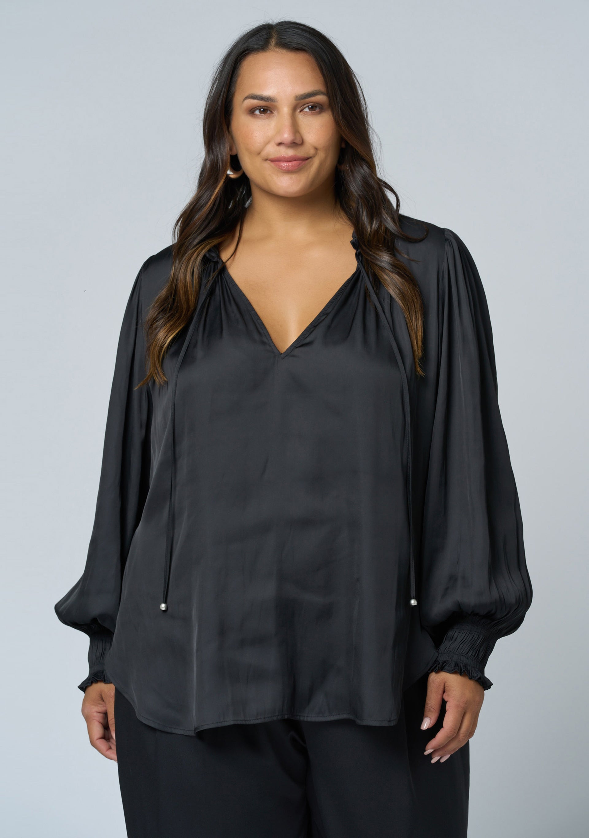 black satin blouse plus size