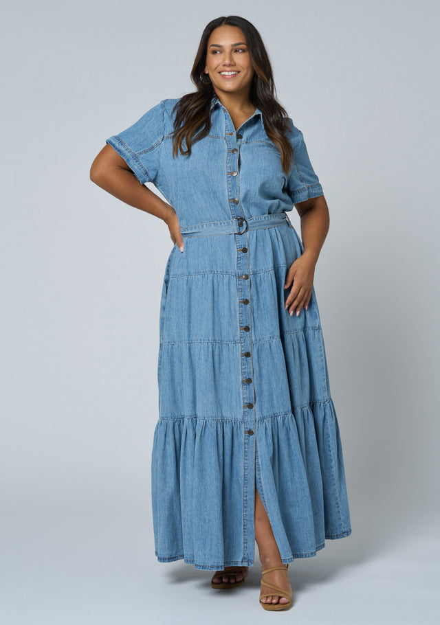 Lena Chambray Maxi Dress