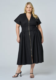 Octavia Zip Front Midi Dress