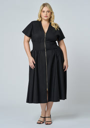 Octavia Zip Front Midi Dress