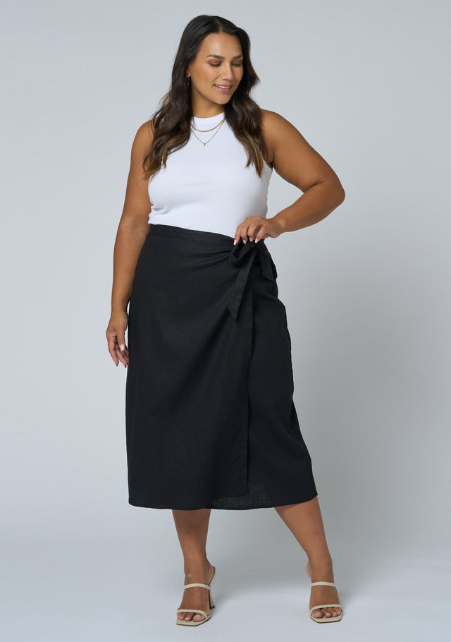 Gina Linen Wrap Skirt