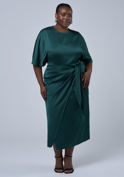 Buy Act Up Satin Midi Dress by PINK DUSK online