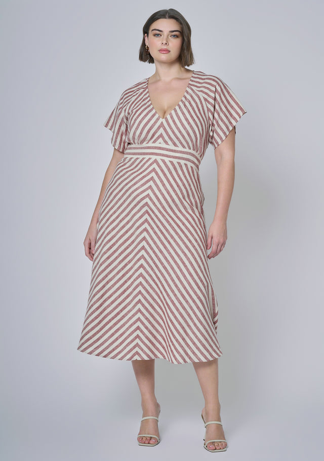 Allegra Linen Stripe Midi Dress