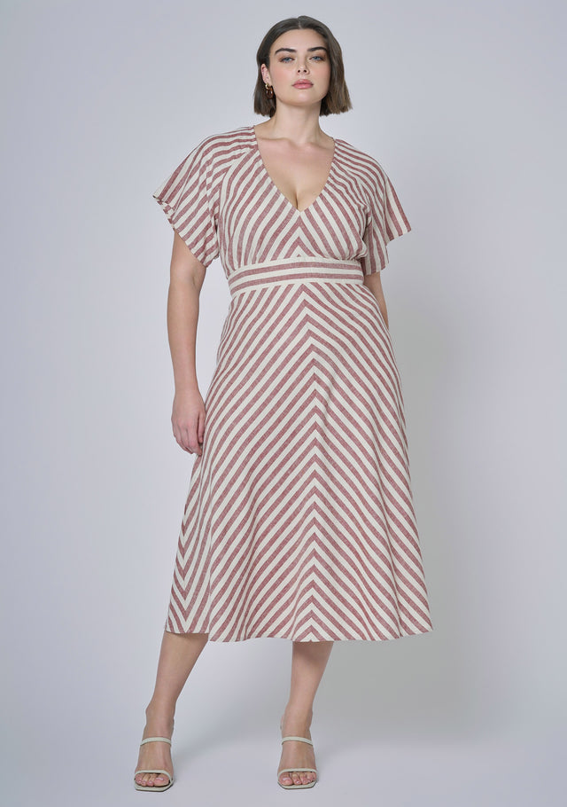 Allegra Linen Stripe Midi Dress